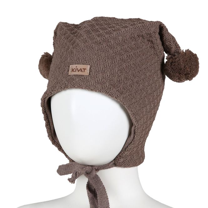 Hovedbilde Kivat ull vinterlue vaffelstrikk - sjokoladebrun