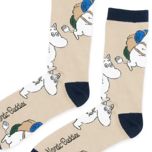 Moomin Sokker til voksen, Mummitrollet på tur, beige (40-45)