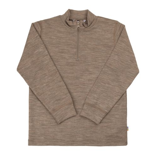 Joha ull/silke melange kids trøye med zip - beige 
