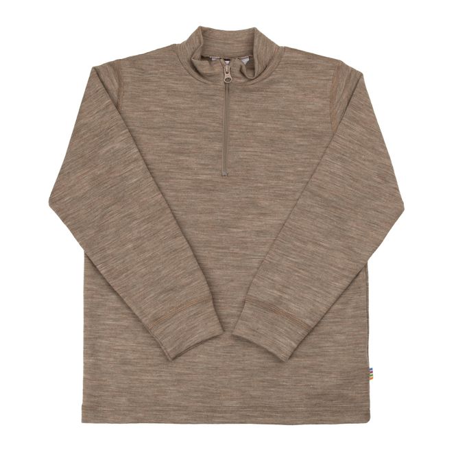 Hovedbilde Joha ull/silke melange kids trøye med zip - beige ...
