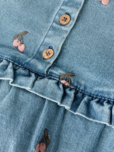 Lil'Atelier Deva ermeløs denimkjole til baby - medium blue denim