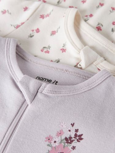 Name It Flower 2-pk pysjamas til baby - jet stream/lilac marble