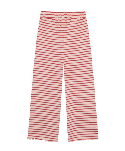 Minymo Stripe ribbet bukse til barn - spiced coral