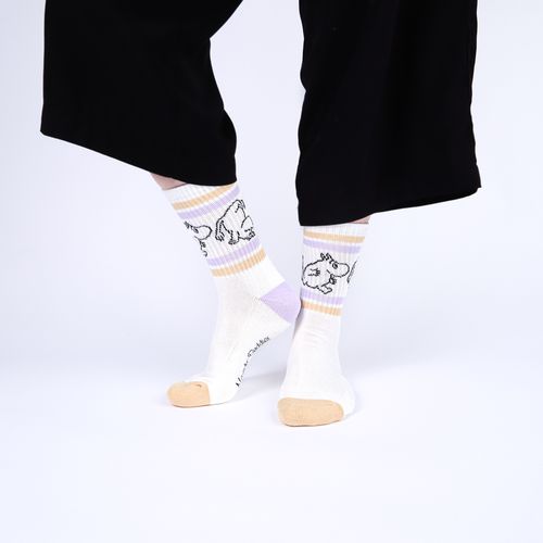 Moomin Sokker til voksen, Retro, Moomin, gul/lilla (36-42)