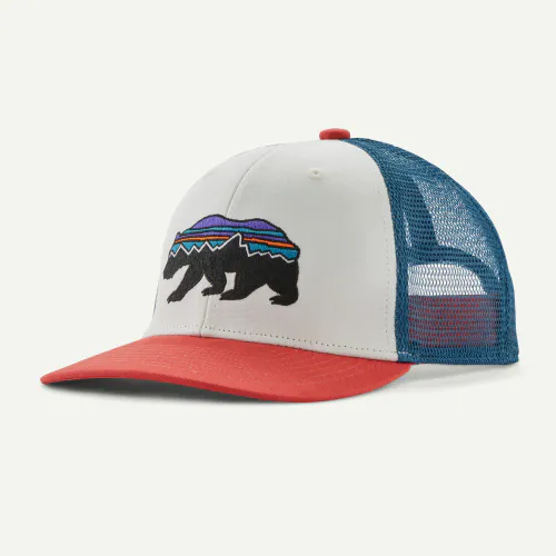 Patagonia Kids' Trucker Hat, Fitz Roy Bear: Birch White