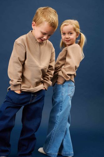 Minymo Wide Loosefit jeans til jente - light dusty blue
