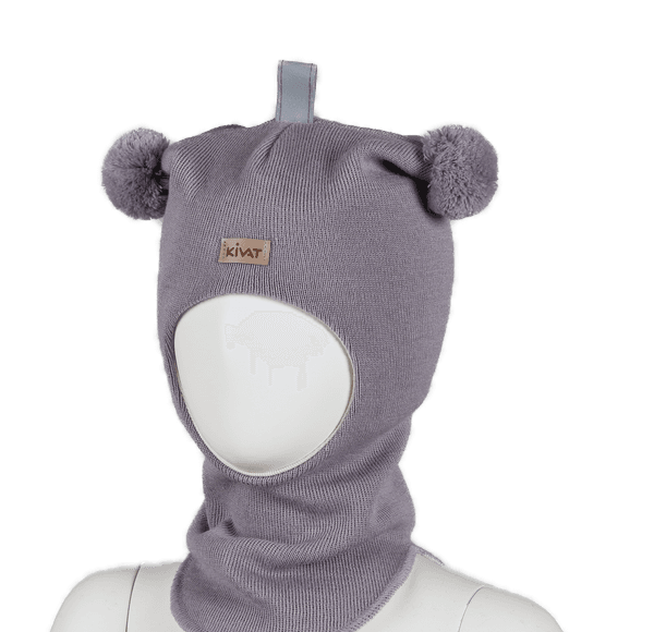 Hovedbilde Kivat ull balaclava logo med dusker - støv lilla