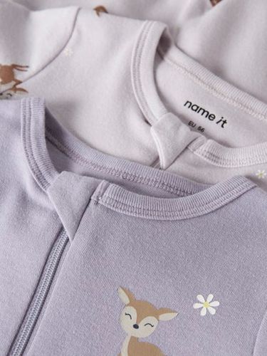 Name It 2-pk Deer pysjamas med glidelås til baby - lilac marble