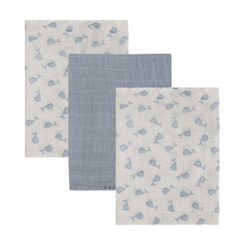 Pippi 3-pk muslinkluter - ashley blue printed