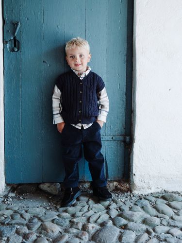 Hust & Claire Princo Kabelstrikket vest til barn - more navy