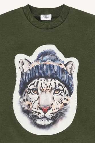 Hust & Claire Sejer Snowleopard sweatshirt til barn - deep ivy