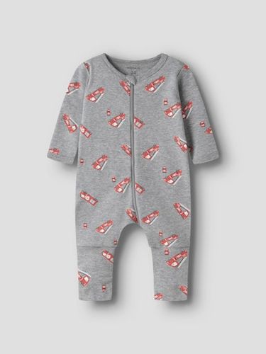 Name It Firetruck 2-pk pysjamas til baby - grey melange