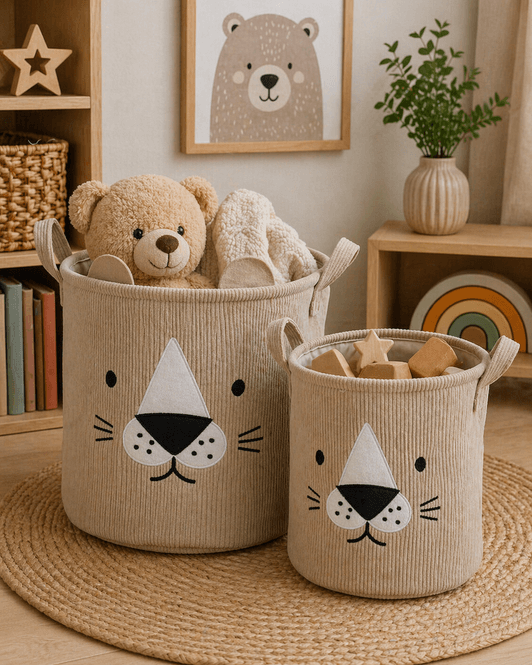 Hovedbilde Oppbevaringskurver barn 2-pk - bjørn beige