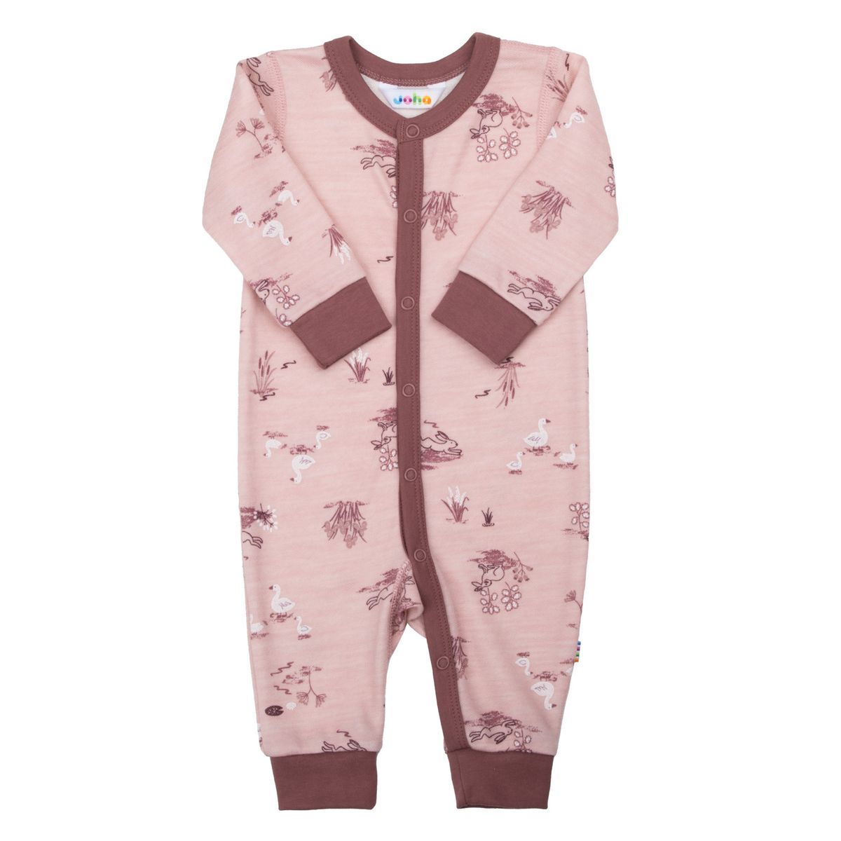 Joha Goose ull/bambus heldress - rosa