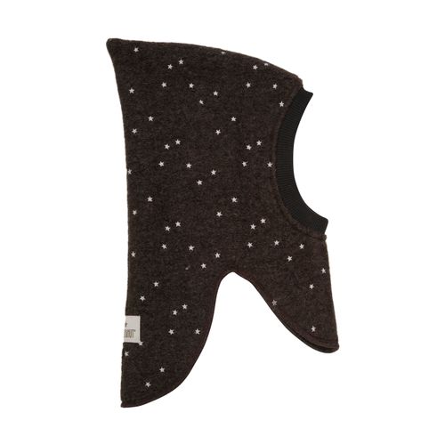 HUTTELiHUT Brodert ull balaclava - dark brown melange