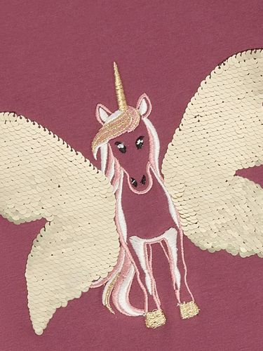 Minymo Unicorn genser til barn - crushed berry