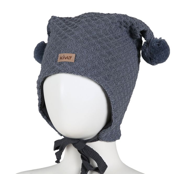 Hovedbilde Kivat ull vinterlue vaffelstrikk - dueblå