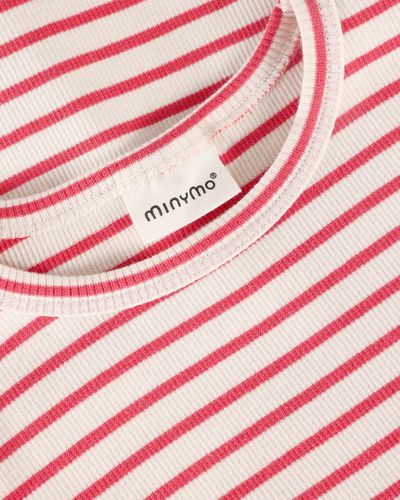 Minymo Stripe ribbet t-skjorte til barn - spiced coral