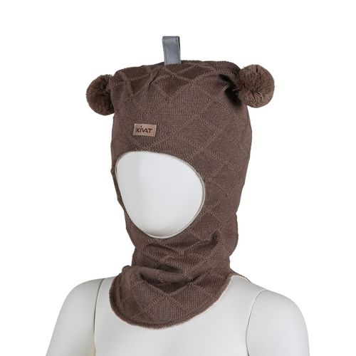 Kivat ull balaclava Kabelstrikket - sjokoladebrun