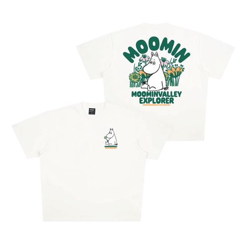 Moomin T-skjorte til barn, Mummitrollet med blomster, Hvit