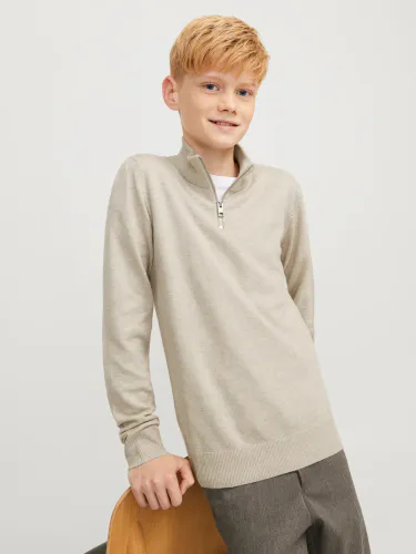 Jack and Jones Emil Half Zip genser - oatmeal melange