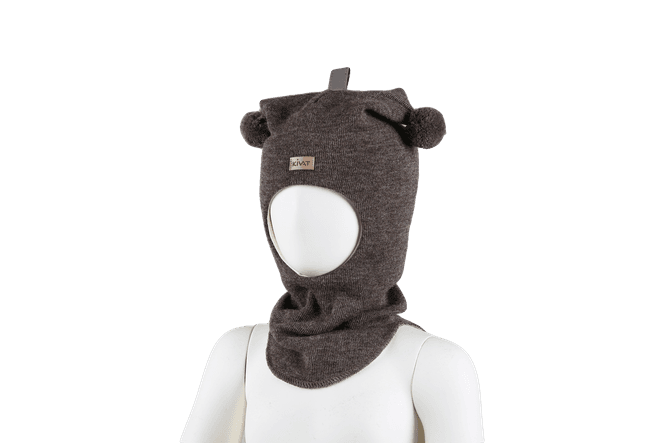 Hovedbilde Kivat ull balaclava med logo - brunmelert ufarget