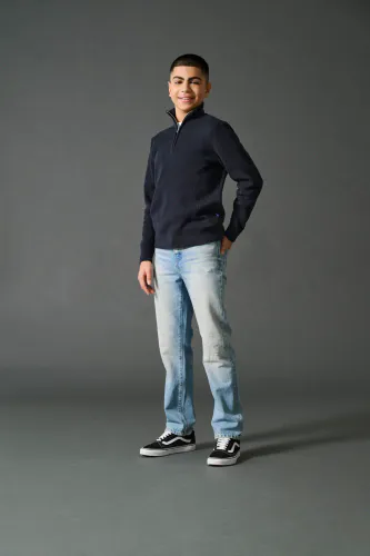 Only & Sons junior Edge straight jeans Repair- light blue denim