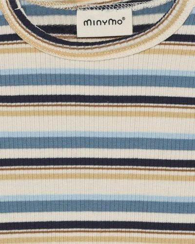 Minymo Stripete ribbet body til baby - moonstone