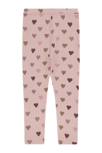 Hust & Claire Laki Hearts ull/bambus leggings til barn - adobe rose
