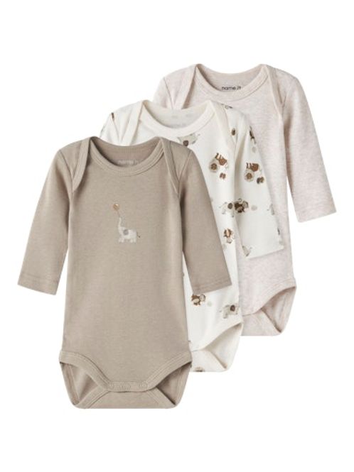 Hovedbilde Name It 3-pk Animals body til baby - jet stream