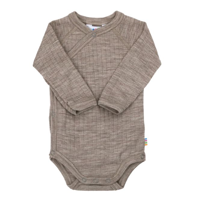 Hovedbilde Joha Rib Merinoull omslagsbody til baby - sesame