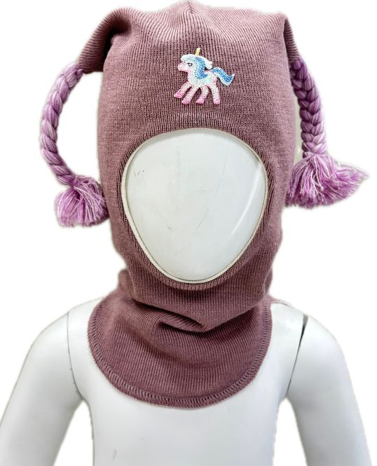 Hovedbilde Kivat ull balaclava Enhjørning med fletter - ...