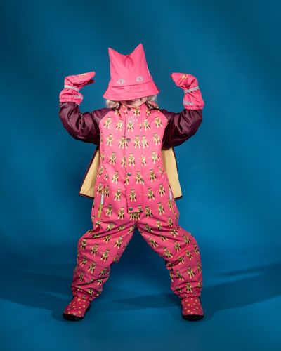 Kattnakken Slaps vinterregndress Superhelt - superrosa