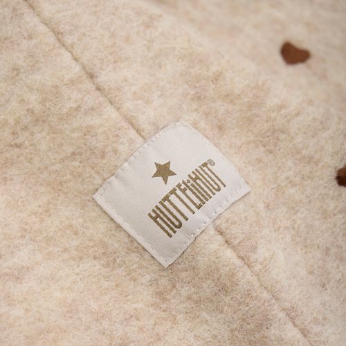 HUTTELiHUT Hjertebrodert ull balaclava - sand melange