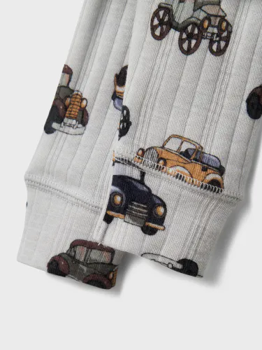 Name It Wang ull leggings til baby med biler - aop gray dawn