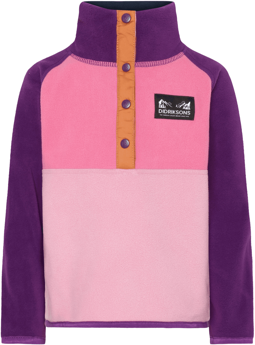 Didriksons Monte Half Button fleecegenser til barn - light heather pink