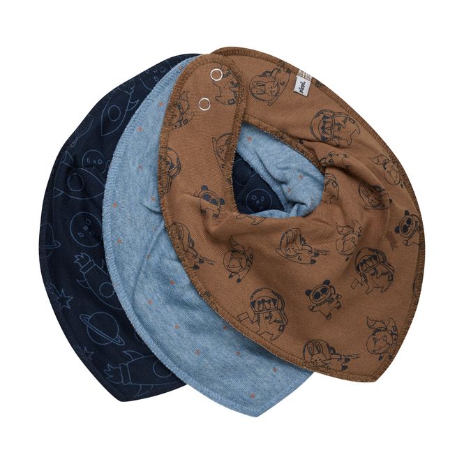 Hovedbilde Pippi 3-pk smekkeskjerf til baby - ashely blue