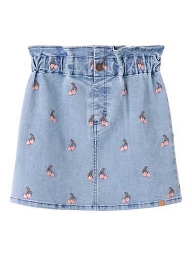 Lil'Atelier Deva denimskjørt til barn - medium blue/ cherry