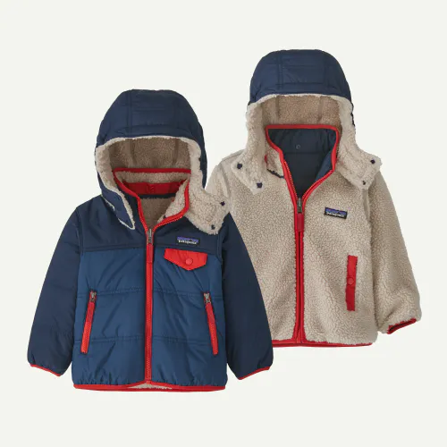 Patagonia Baby Baby Reversible Tribbles Hoody, Stone Blue