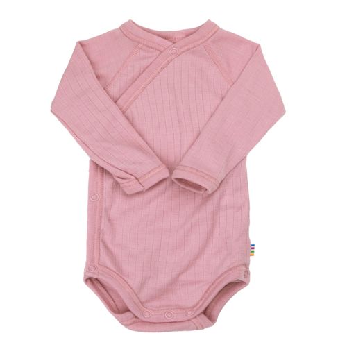 Joha Rib Merinoull omslagsbody til baby  - gammelrosa